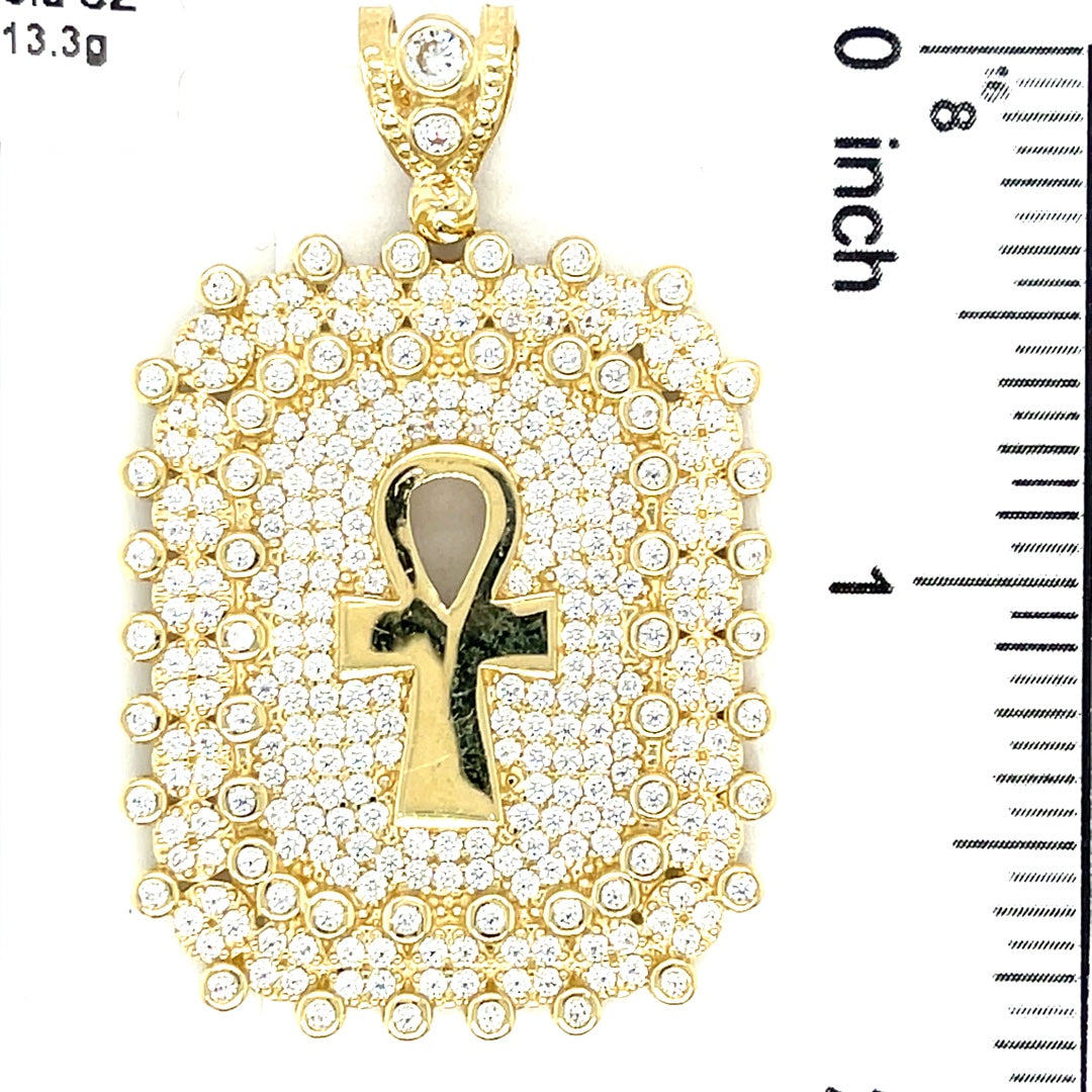 10K Yellow Gold CZ Ankh Charm 13.3g
(5cm x 3cm)