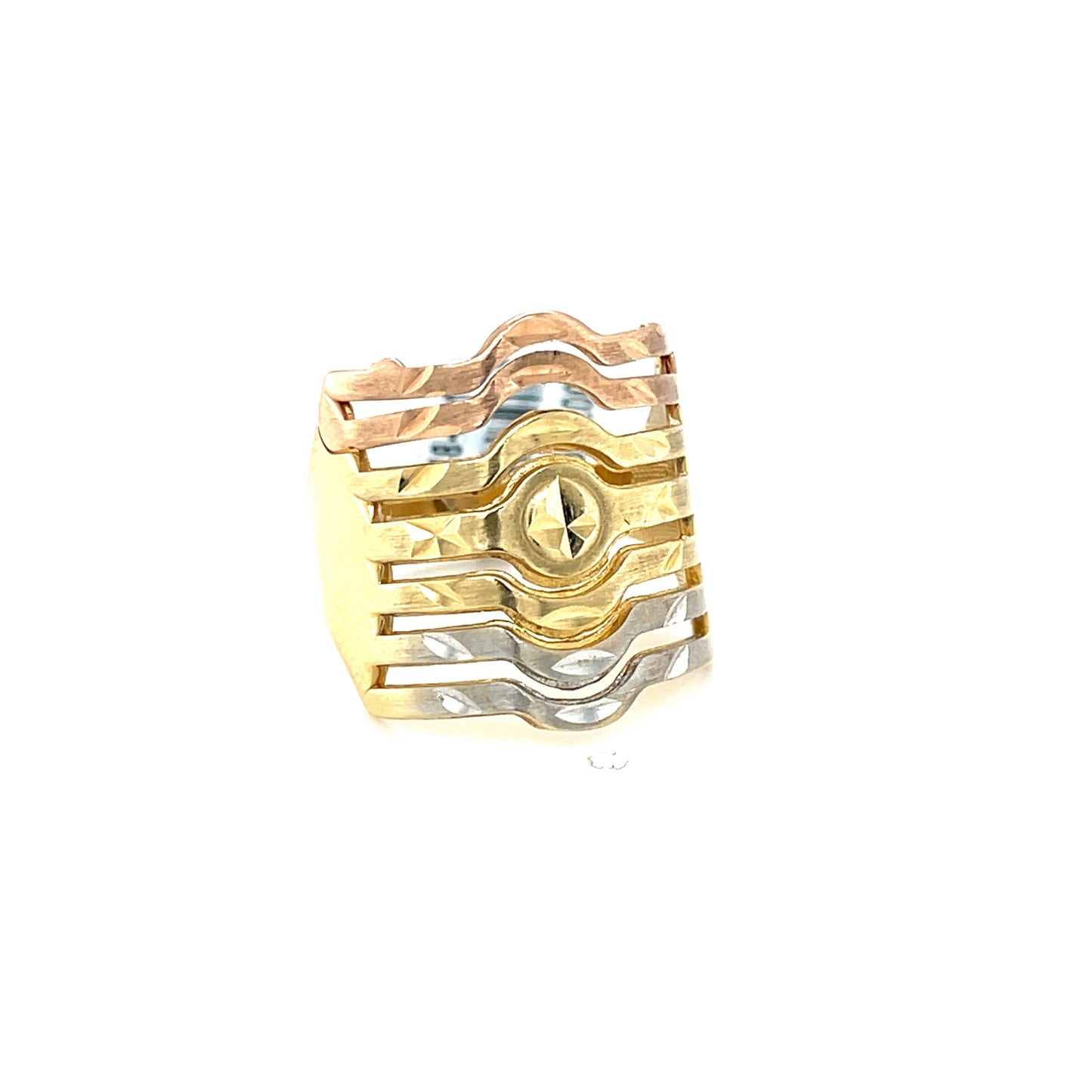 14K Yellow Gold 3-Tone Ladies Ring