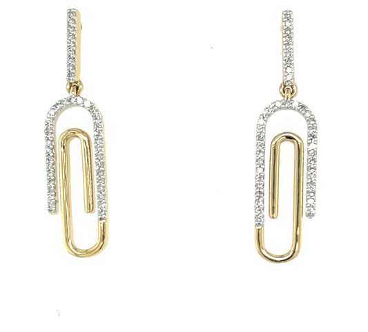 14KY Gold 0.25ct Diamond PaperClip Earrings Si2,H
