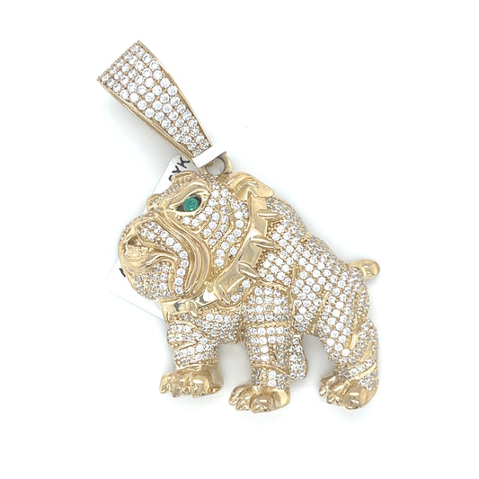 10K Y.Gold CZ Charm Bull Dog w