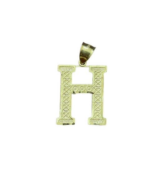 10K Yellow Gold Initial Charm Big Letter "H"