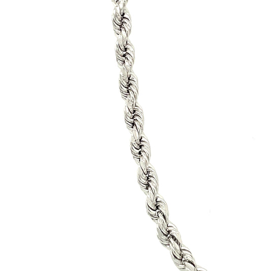 10K White Gold Solid Rope Brac