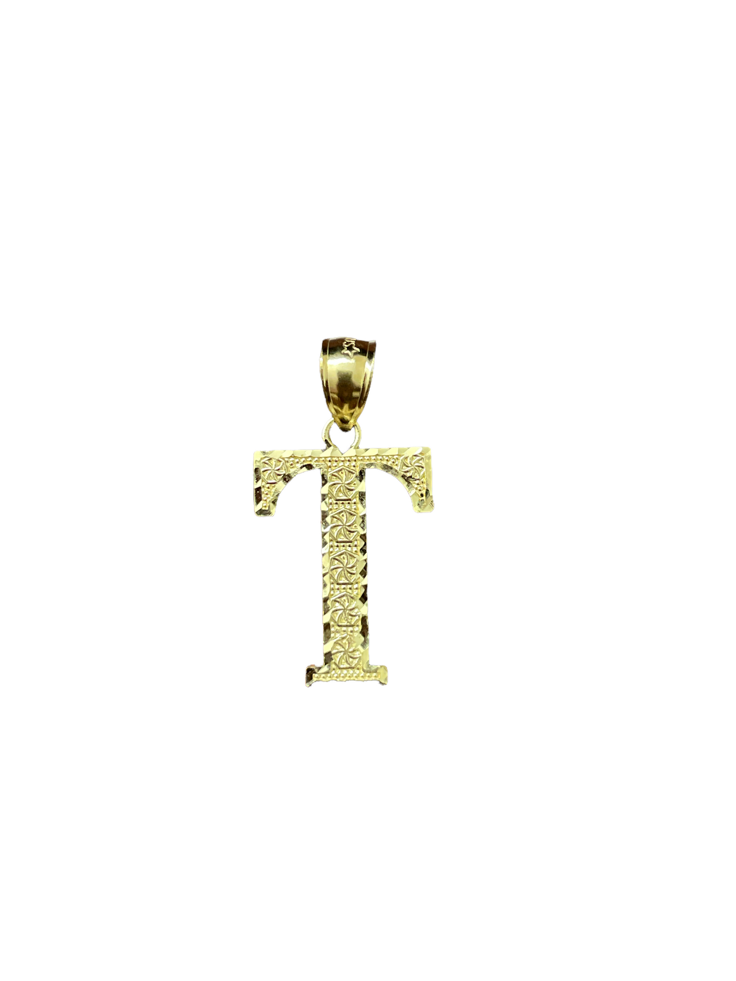 10K Yellow Gold Initial Charm Big Letter "T"