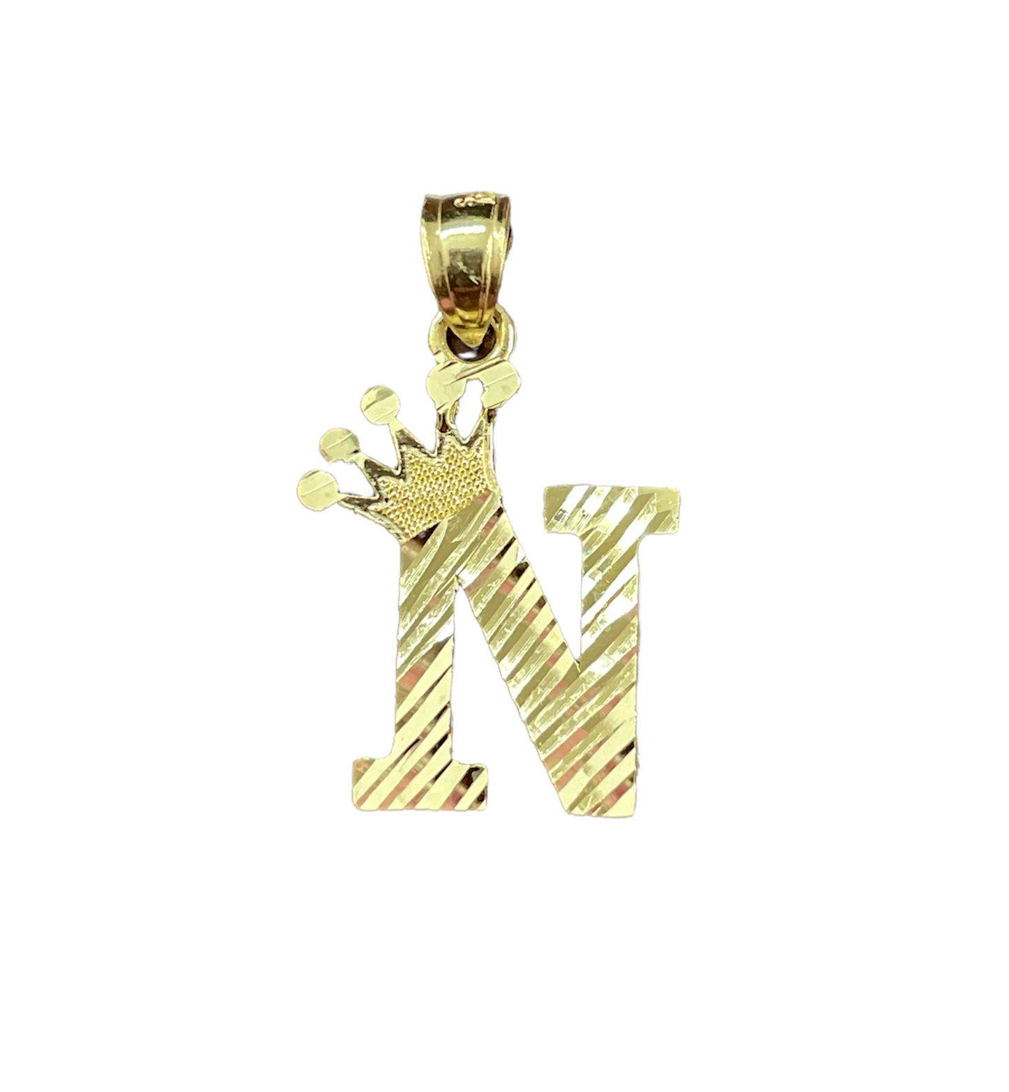 10K Y.Gold Initial Charm Letter "N" with Crown