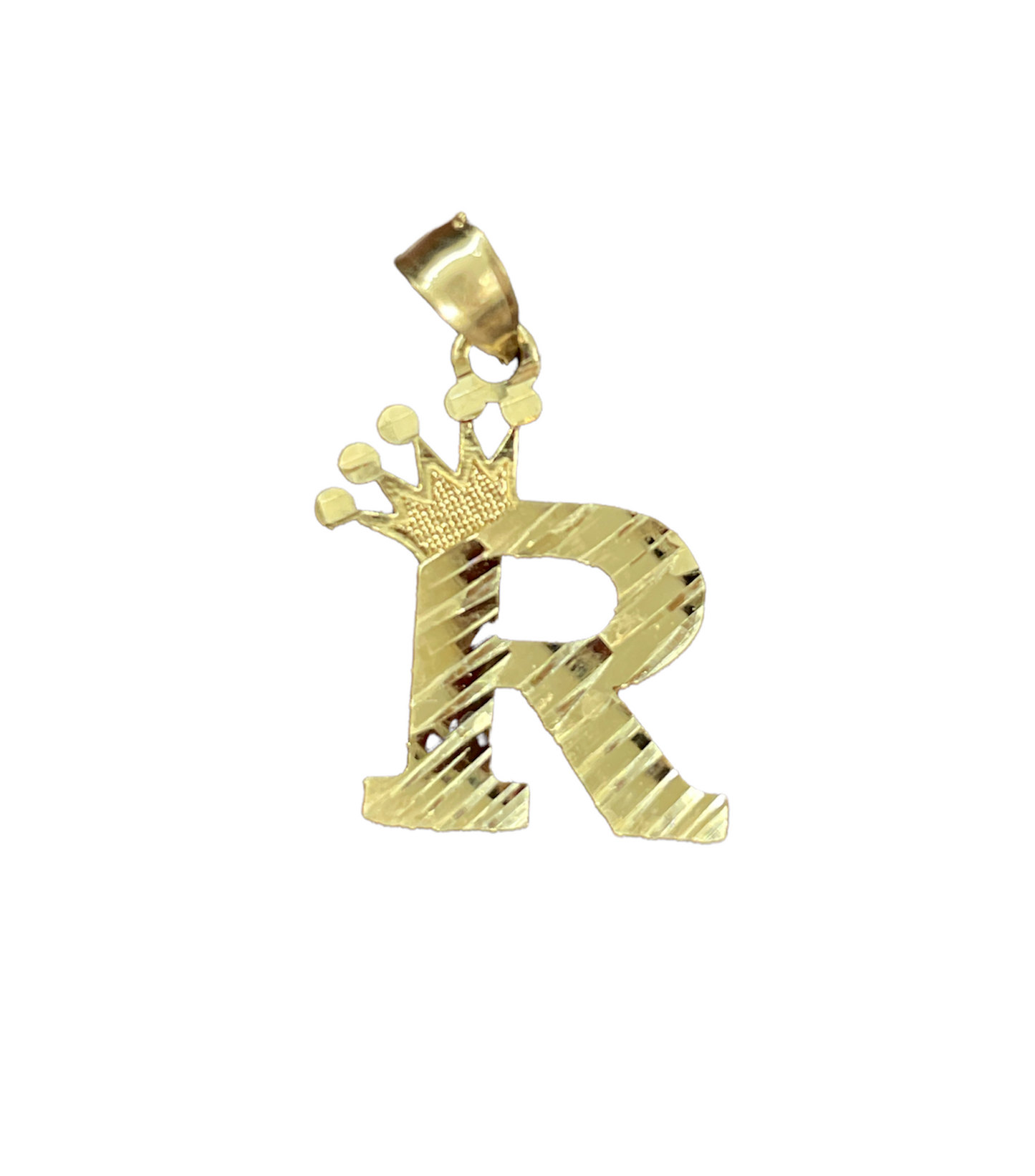 10K Y.Gold Initial Charm Letter "R" with Crown