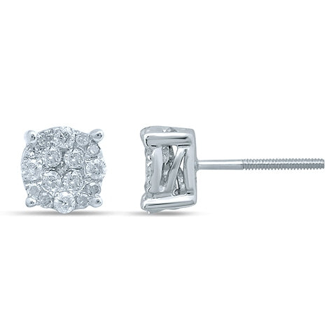 10K White Gold 0.26ct Diamond Screw Back Stud Earrings Si2, H