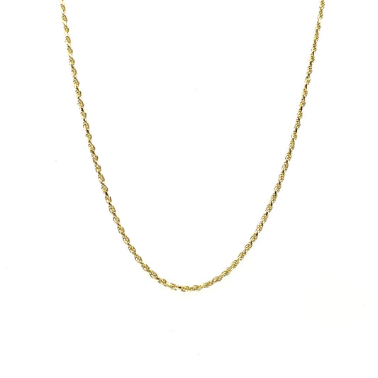 14K Yellow Gold Solid Rope 1mm 16"