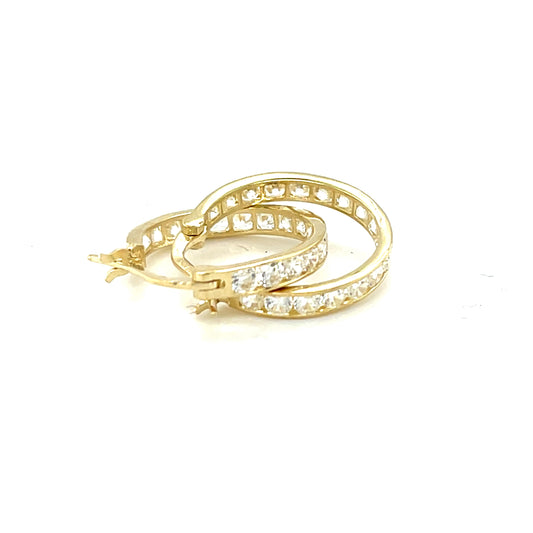 10K Yellow Gold CZ Small Huggies Earrings