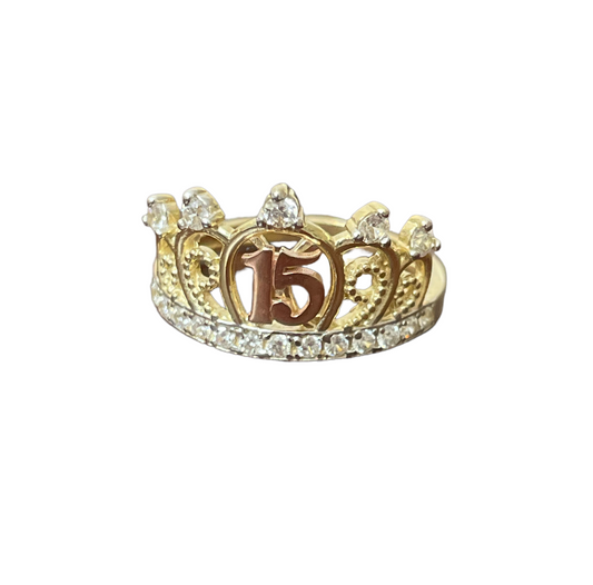 14K Y+R Gold TT CZ "Sweet 15" Ladies Ring