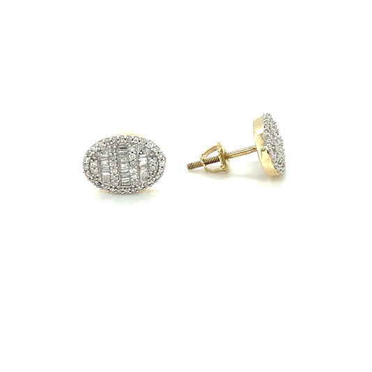 10K Yellow Gold 0.42ct Diamond Stud Earrings Screw Back Si2, H