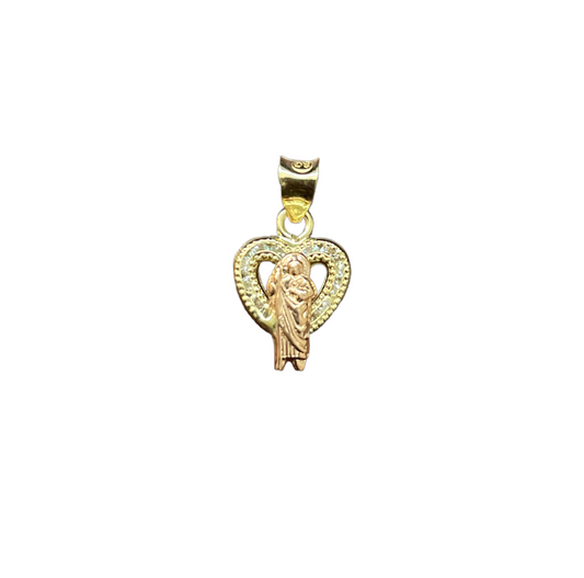 10K Y.Gold 2-Tone CZ St. Jude Baby Baptism Charm