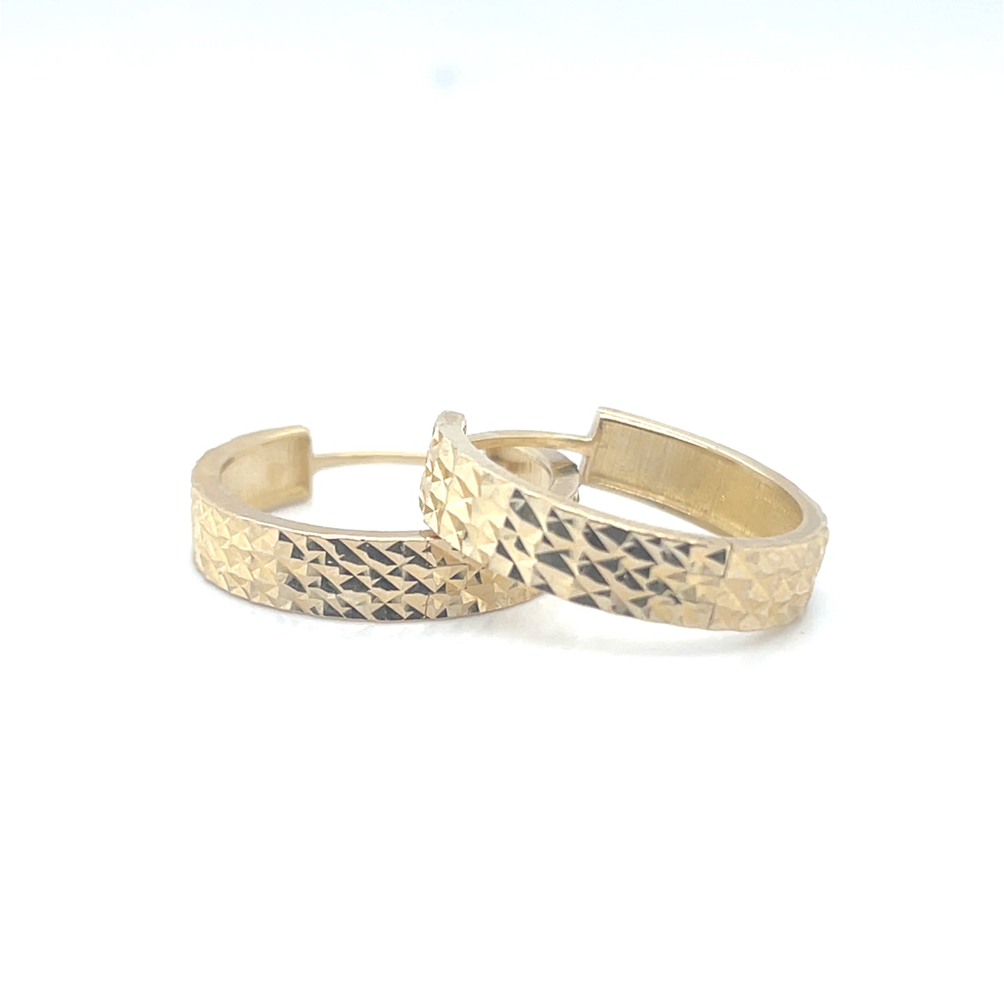 10K Y.Gold "XO" Hearts Medium Hoop Earrings 1.5"