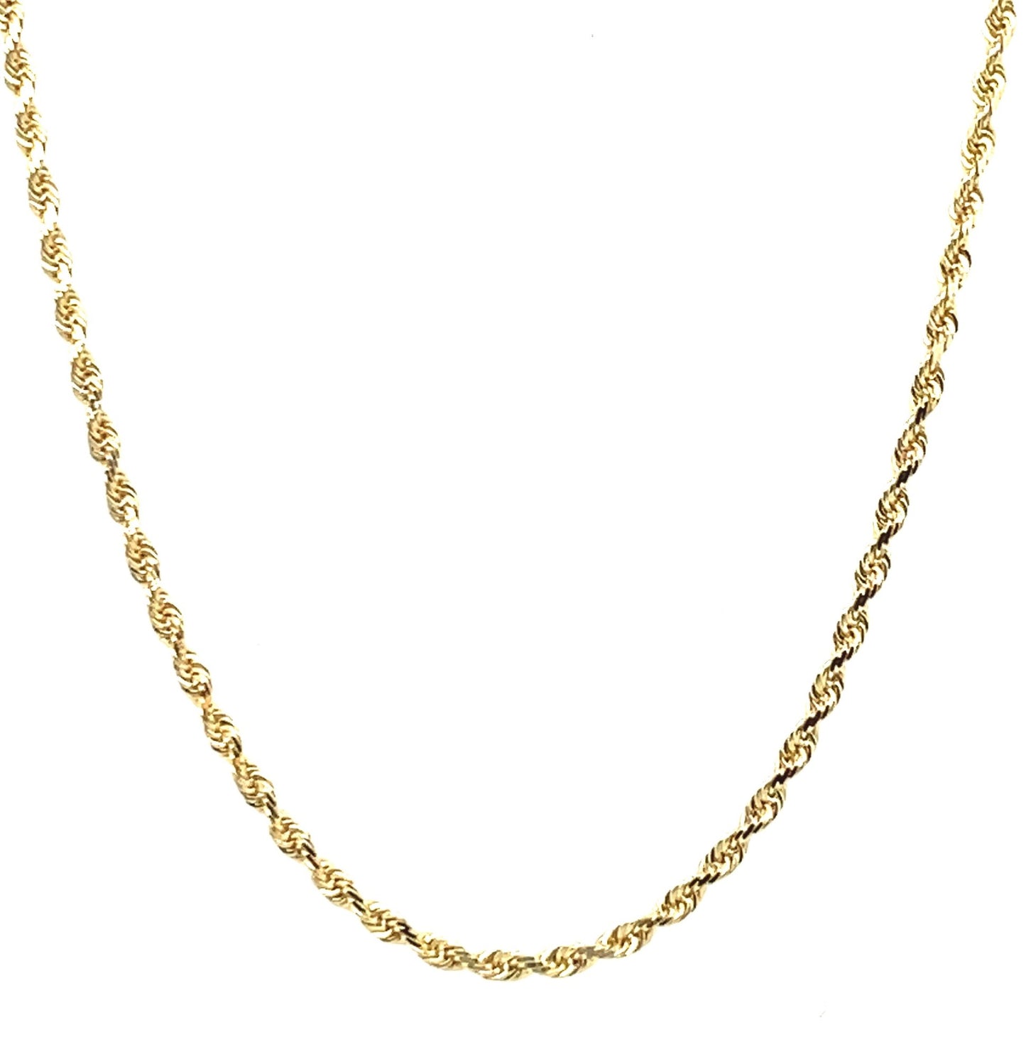 14K Yellow Gold Solid Rope 1.5mm 18"