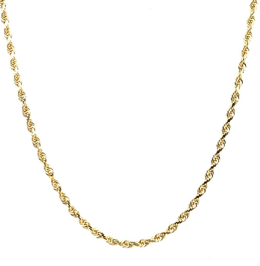 14K Yellow Gold Solid Rope 1.5mm 18"