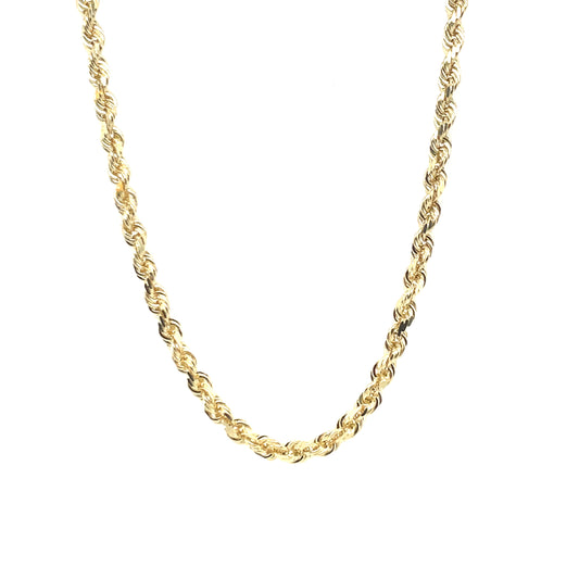 14K Yellow Gold Solid Rope Chain 3.5mm 22"