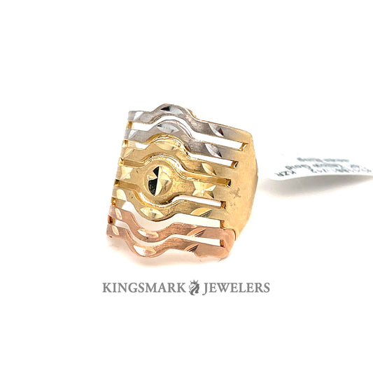 14K Yellow Gold 3-Tone Ladies Ring