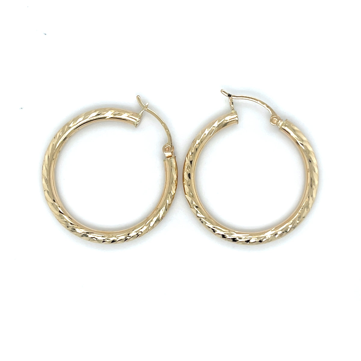 14KY Gold Dia-Cut Hoop Earring