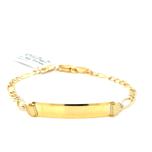 10K Y.Gold Figaro D/C Baby ID Bracelet 3.5mm 6"