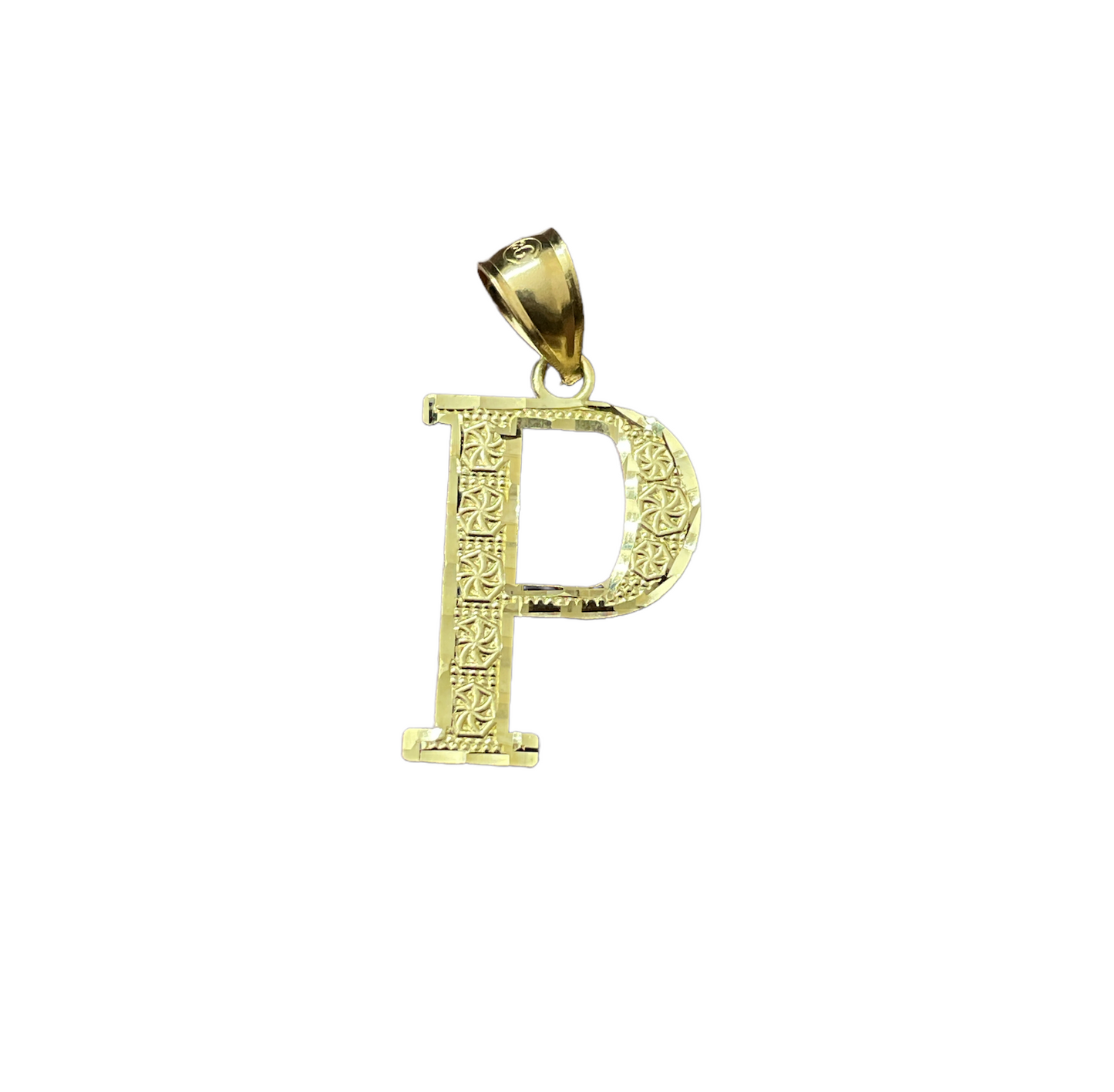 10K Yellow Gold Initial Charm Big Letter "P"