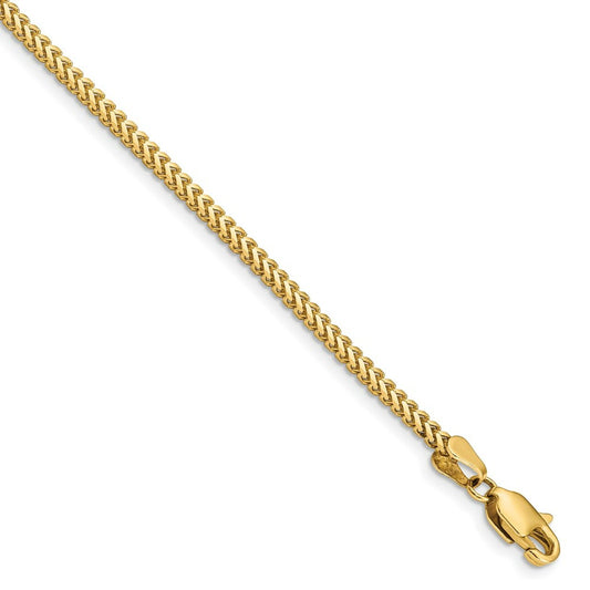 10K Y.Gold Solid Franco Anklet 1mm 10" (1.7g)