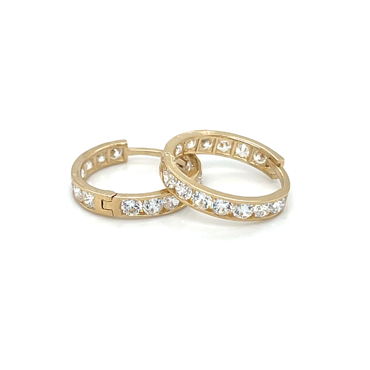 14KY Gold CZ Huggie Earrings (