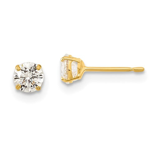 10K Yellow Gold CZ Stud Earrin