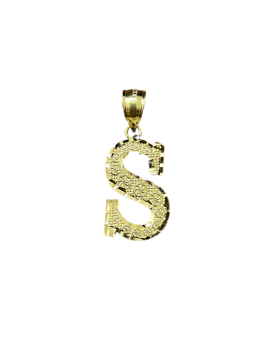 10K Yellow Gold Initial Charm Big Letter "S"