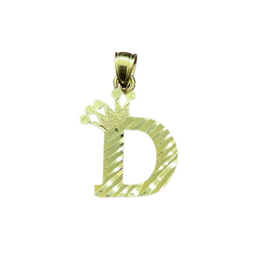 10K Y.Gold Initial Charm Letter "D" with Crown