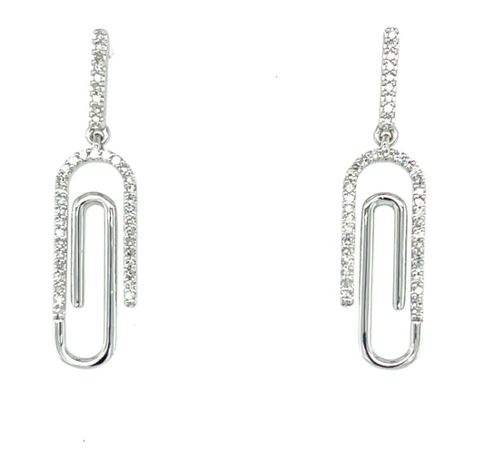 14KW Gold 0.25ct Diamond PaperClip Earrings Si2,H