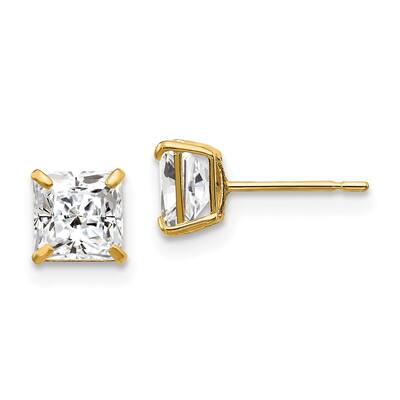 10K Yellow Gold CZ Studs 5mm Square