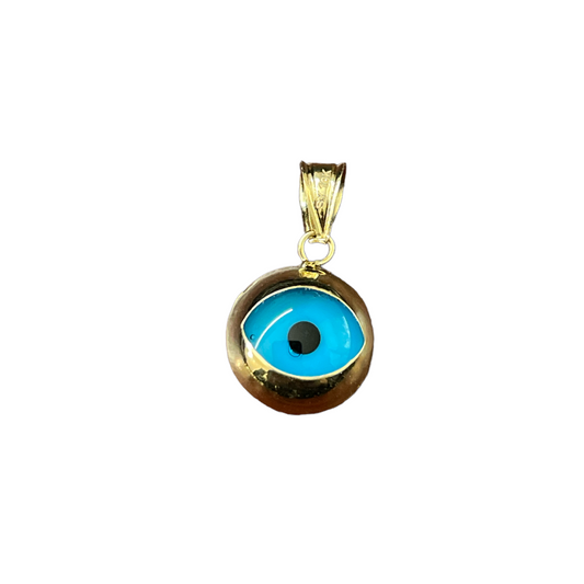 10K Y.Gold Blue Evil Eye Charm Small