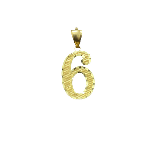 10K Yellow Gold Number "6" Charm