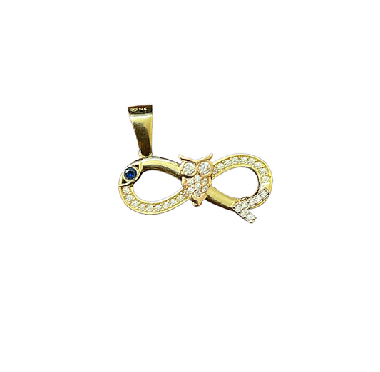 10K Y.Gold 2-Tone CZ Infinity Good Luck Charm