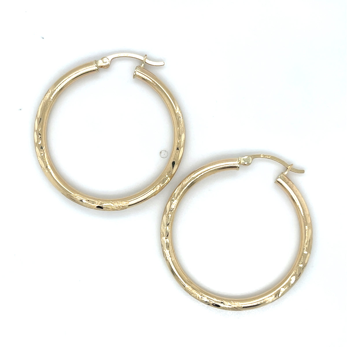 14KY Gold Dia-Cut Hoop Earring