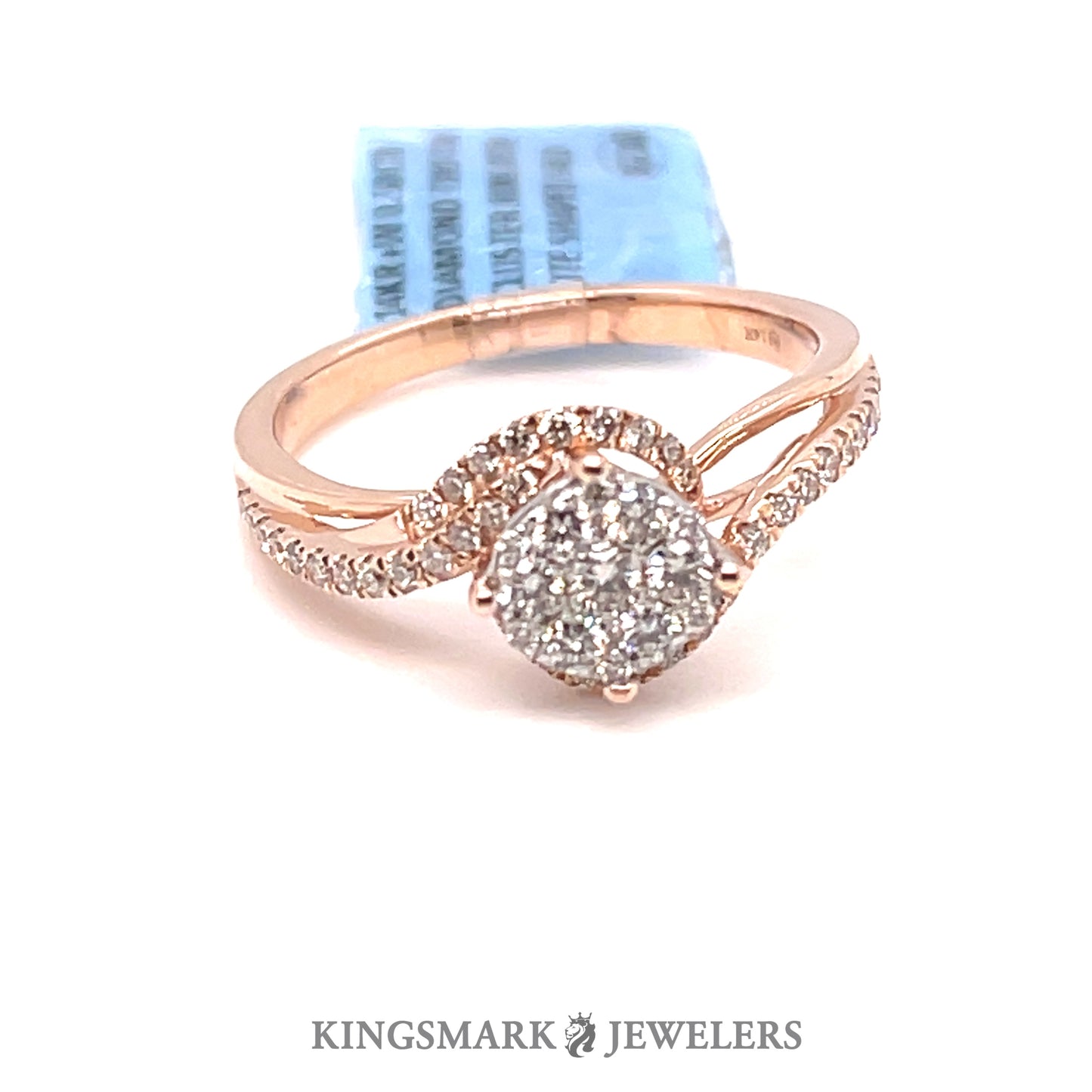 14K Rose+White Gold 0.50ct Diamond Cluster Ladies Ring Si1, H