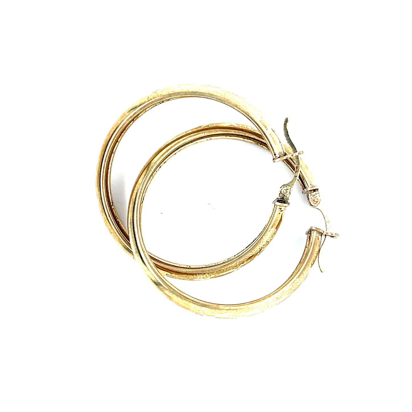 10K Y.Gold "XO" Hearts Medium Hoop Earrings 1.5"