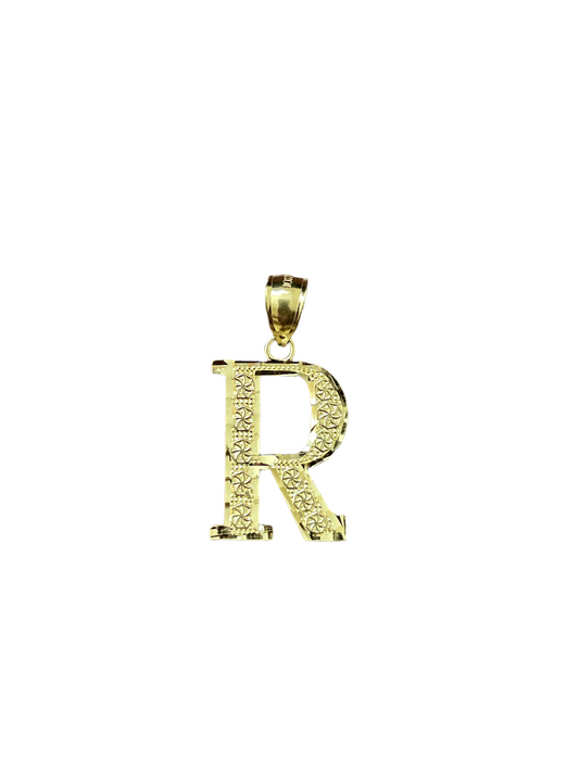 10K Yellow Gold Initial Charm Big Letter "R"