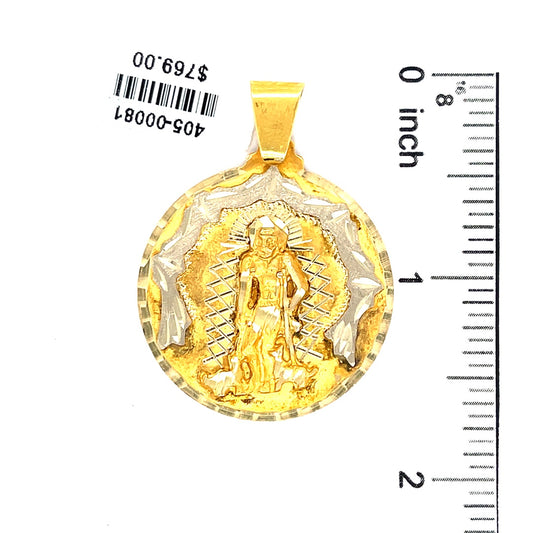 10K Yellow Gold 2-Tone Medallion Charm San Lazaro