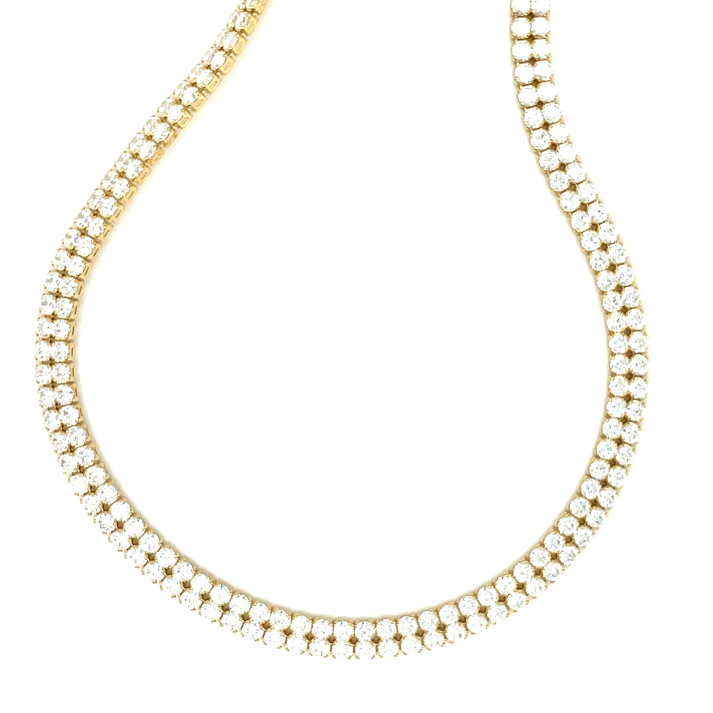 10K Yellow Gold Semi-Solid CZ Tennis Chain 2 Row 4.5mm 22"
Weight 15.