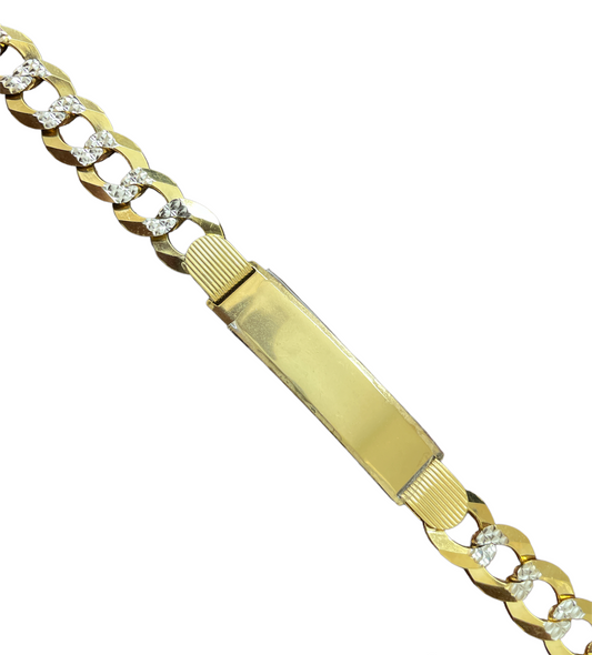 10K YG Solid D/C Cuban ID Bracelet 6mm 8" (8g)