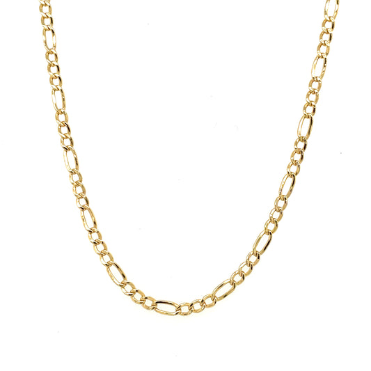 10K Y.Gold Semi-Solid Figaro Chain 3.5mm 18" (3.4g)