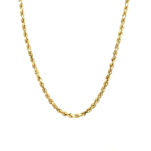 10K Yellow Gold Semi-Solid Rope Chain 2mm 24" (3.4g)