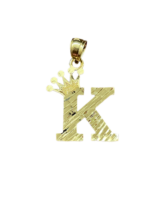 10K Y.Gold Initial Charm Letter "K" with Crown