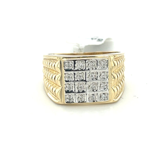 10K Yellow Gold 0.16CT Diamond Men's Ring