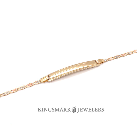 10K Yellow Gold Semi-Solid Valentino ID Bracelet 3mm 7"