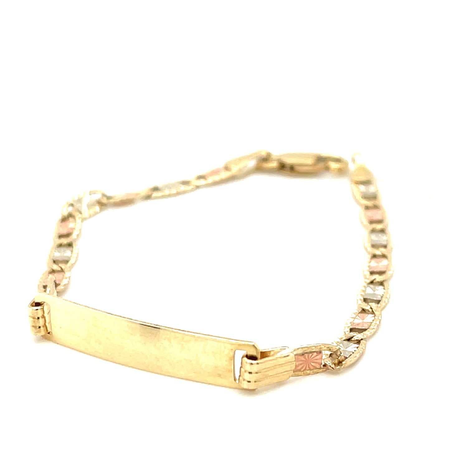 10K Y.Gold 3-Tone Valentino Baby ID Bracelet 3.5mm 6"
