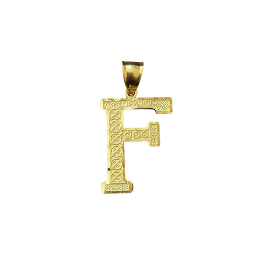 10K Yellow Gold Initial Charm Big Letter "F"
