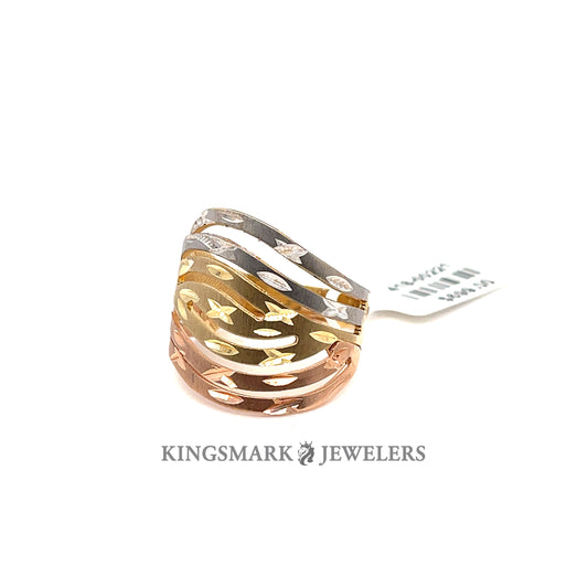 14K Yellow Gold 3-Tone Ladies Ring