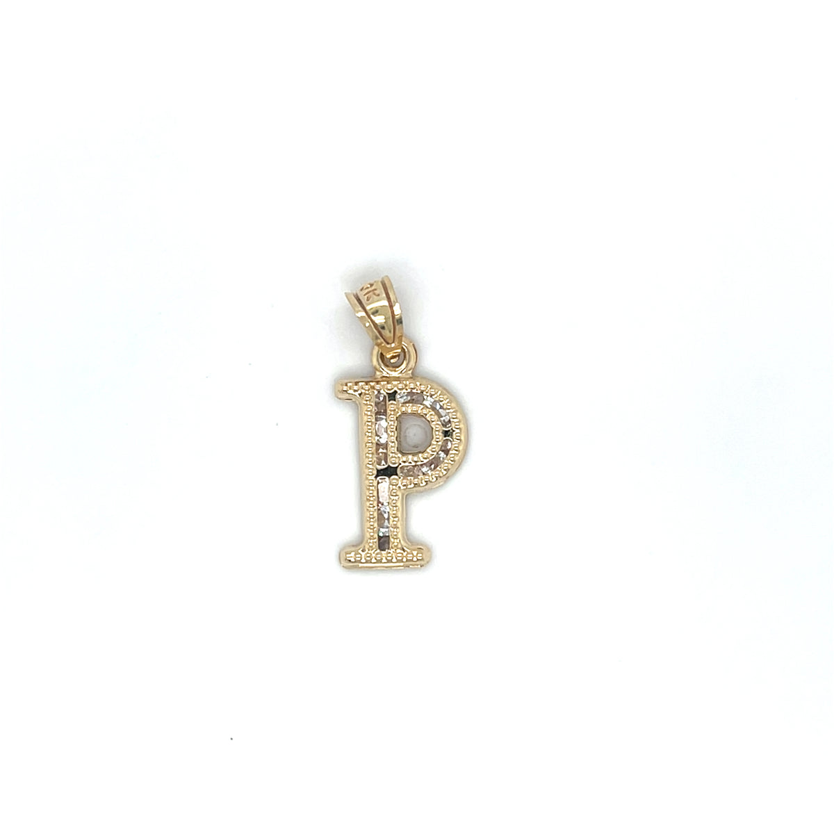 10KY Gold CZ Initial Charm Big