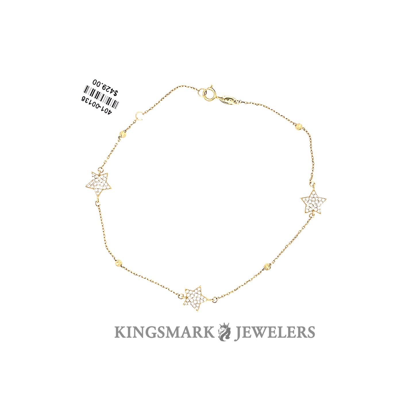 10K Yellow Gold Fancy Star Anklet